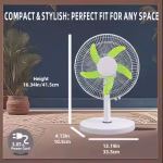 1712-1 10" 14W RECHARGEABLE TABLE FAN WH - Image 8