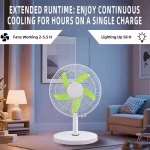 1712-1 10" 14W RECHARGEABLE TABLE FAN WH - Image 9