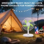 1712-1 10" 14W RECHARGEABLE TABLE FAN WH - Image 10